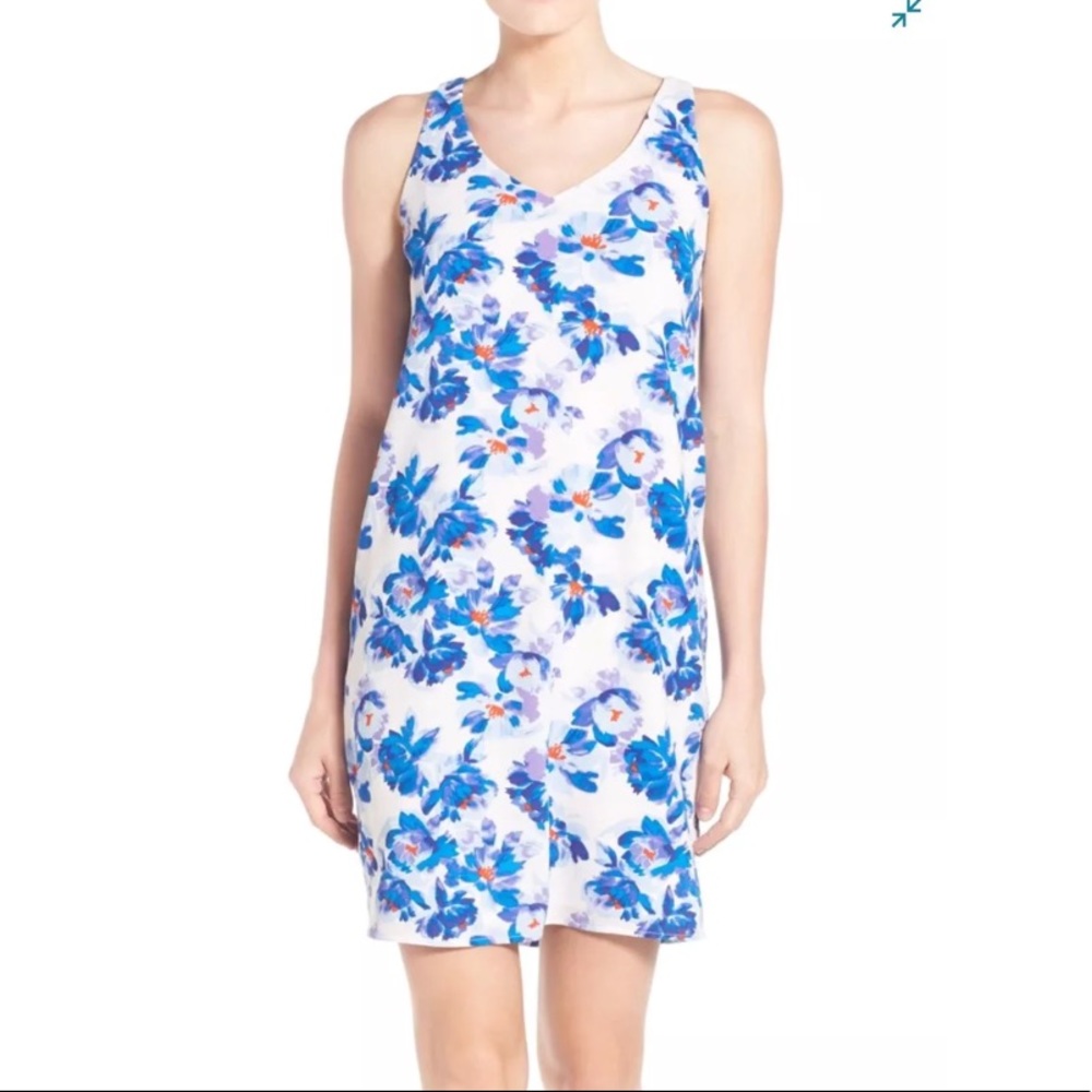 NWT Halogen Blue Floral Shift Dress Sz S